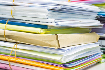 stack of documents for business on the table in a work office, concept document in work office