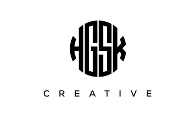 Letters HGSK creative circle logo design vector, 4 letters logo