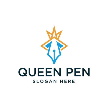 Queen and pen logo suitable for education, study or writer