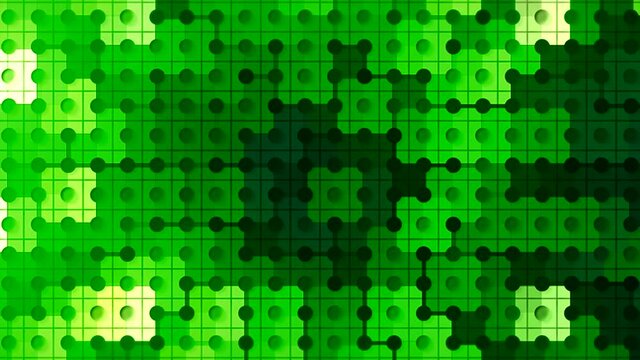 Abstract blinking puzzle tiles background trying to find a suitable pair. Motion. Green blinking puzzles texture, seamless loop.