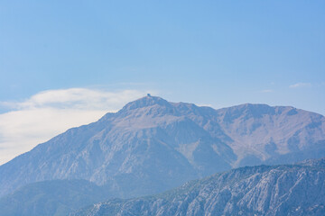 Obraz na płótnie Canvas View on Tahtali mountain not far from Kemer town. Antalya province, Turkey