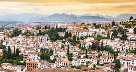 Fototapeta na wymiar Sunset over the historic city Granada, Spain