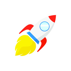 Rocket icon. Vector illustration. Rocket ship in flat style. Startup concept icon isolated