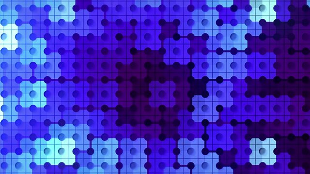Abstract blinking puzzle tiles background trying to find a suitable pair. Motion. Blue blinking puzzles texture, seamless loop.