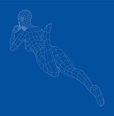 Wireframe girl lies in a sexy pose