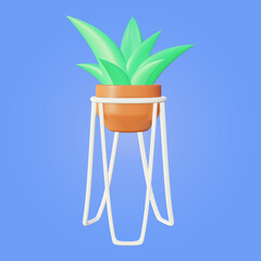potted plant 3d rendering illustration