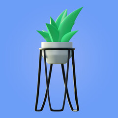 potted plant 3d rendering illustration