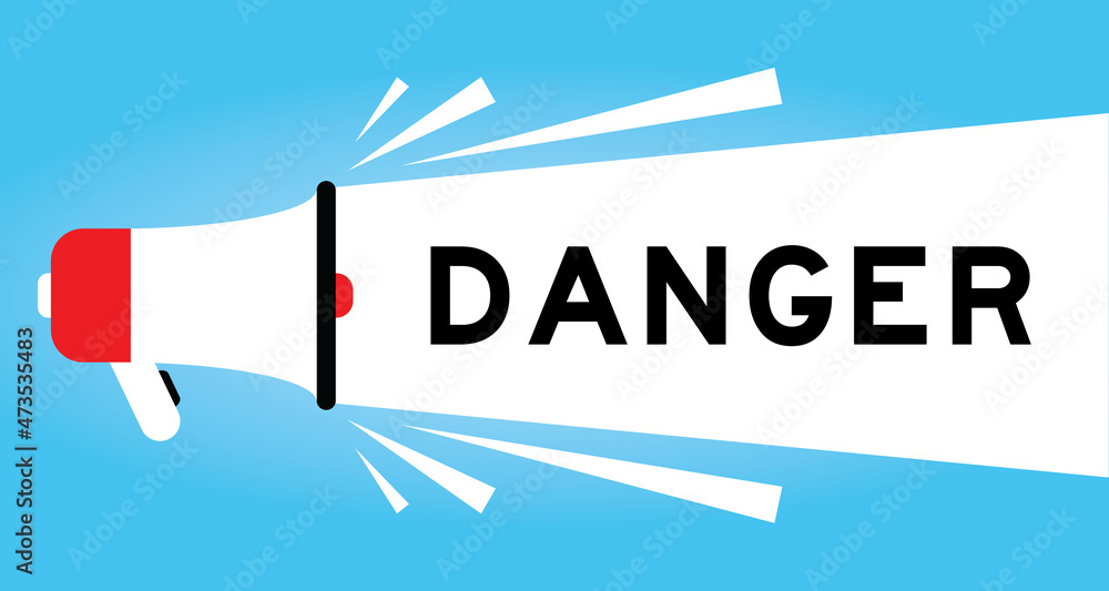 Canvas Prints Color megphone icon with word danger in white banner on blue background