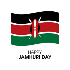 Happy Jamhuri Day in Kenya vector. Waving kenyan flag icon isolated on a white background. Flag of Kenya vector. Important day - obrazy, fototapety, plakaty