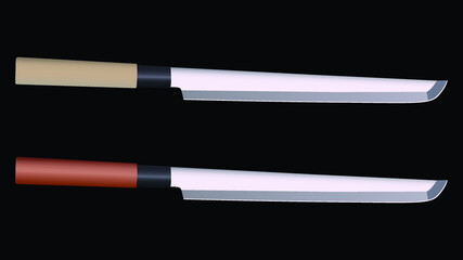 chef knives, butcher meat knives for butcher shop, Meat cutting knives, Cutlery icon set - vector realistic kitchen knives isolated, Vector illustration