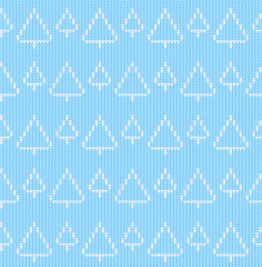 Knitted vector seamless pattern with fir trees