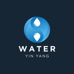 Yin Yang water drop logotype. Creative design for water emblem logo.