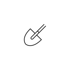 Half part spade icon. Simple slanted vector symbol in line style. Isolated on white background.