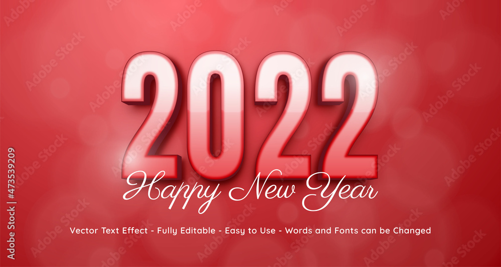 Poster 2022 happy new year design in number red glossy style