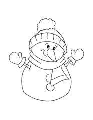 snowman with snow colouring page