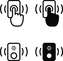 Doorbell icon with hand, vector