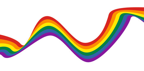 Wavy rainbow ribbon with the colors of the LGBT community on a white background. Gay Pride symbol