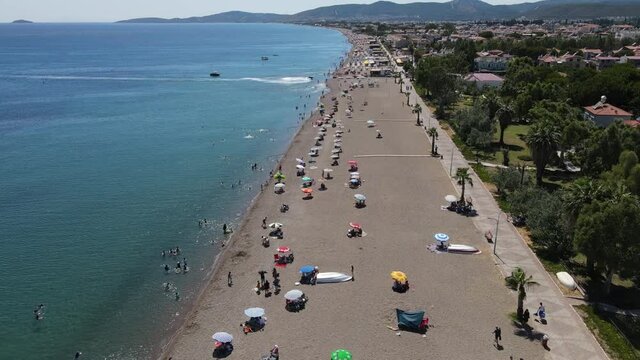 view from the sea, Aegean Sea izmir &uuml;rkmez beach ege denizi Turkey T&uuml;rkiye 