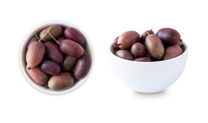 Actinidia isolated on white background. Kiwi fruit actinidia. Baby kiwi fruits.