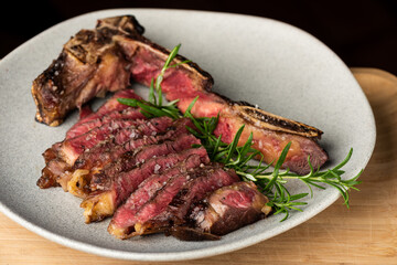 Beef T-bone steak on the plate
