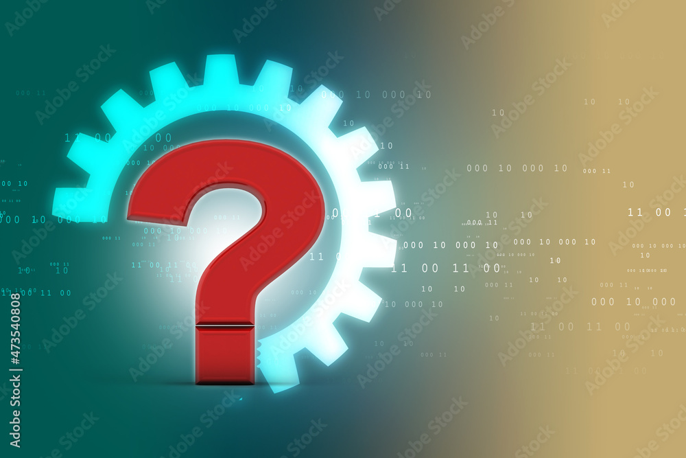 Poster 3d rendering question mark concept