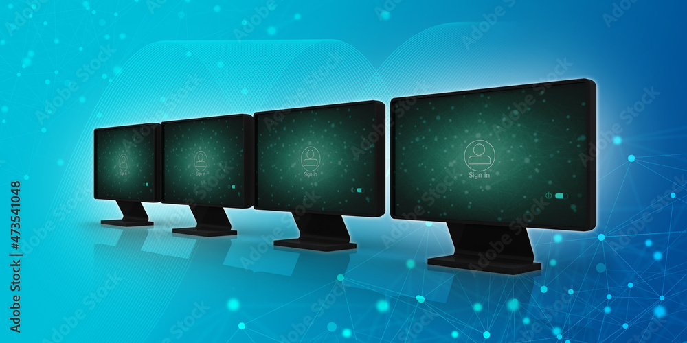 Poster 3d rendering technology computer network