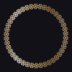 Greek gold frame on a black background, vector