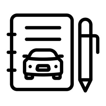 a car with a pencil and a pencil - register outline icon