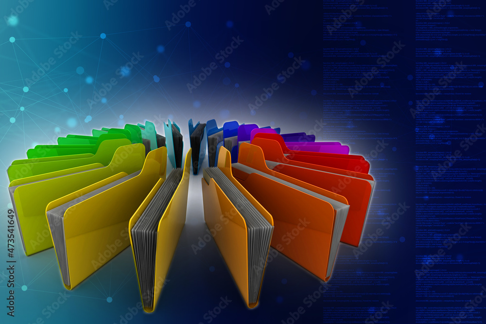 Poster 3d rendering folder with documents