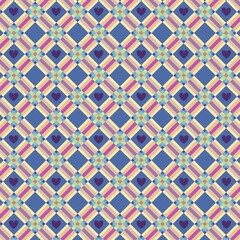 Checkered background decorated with hearts. Background for albums, scrapbooking, art objects, crafts, fabrics, advertising, blogging. Harmonious interweaving of multicolored stripes