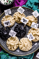 Fototapeta premium khinkali. traditional Georgian dish.. style rustic