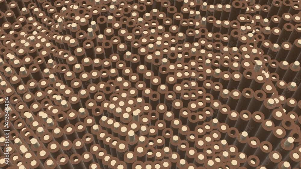 Poster background of animated tubes creating colorful wavy texture, seamless loop. motion. up and down moti