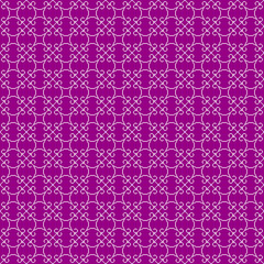 simple vector pixel art seamless pattern of minimalistic abstract linear white swirls in retro style grid tile on velvet violet background