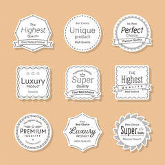 縁の付いたシンプルなラベルのセット。モダンでかわいいタグ。タイトルや見出しのフレームにも最適です。