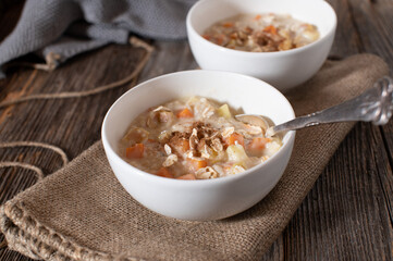 Porridge with cooked apples and sweet potatoes