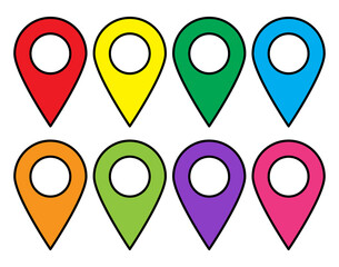 Set of map pin icons. Modern map markers. location pin sign. Vector icon isolated on white background