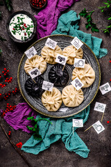 khinkali. traditional Georgian dish.. style rustic