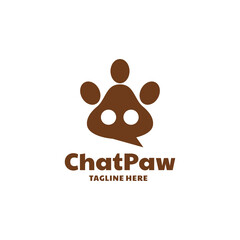 Paw combination with chat icon in background white ,vector logo design editable