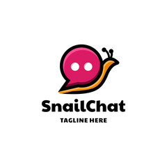Snail combination with chat icon in background white ,vector logo design editable