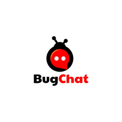 Bug combination with chat icon in background white ,vector logo design editable