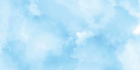 Light sky blue shades watercolor background. Aquarelle paint paper textured canvas for design, card template.