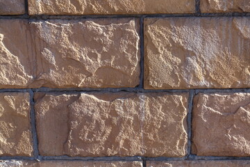 Pinkish brown surface of brick veneer wall (front view)