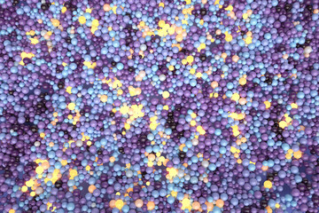 Abstract background with many multicolored and glowing spheres.