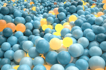 Abstract background with many multicolored and glowing spheres.