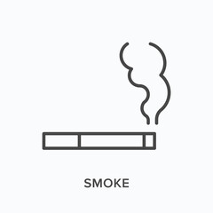 Smoke flat line icon. Vector outline illustration of cigarette. Black thin linear pictogram for bad habit