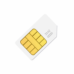Realistic SIM card isolated on white background. Cellular phone card. Vector stock