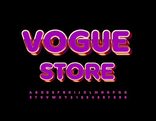 Vector luxury Emblem Vogue Store. Chic Unique Font. Artistic Alphabet Letters and Numbers set