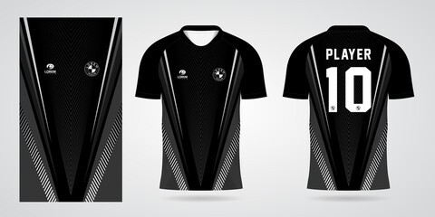 black sports shirt jersey design template
