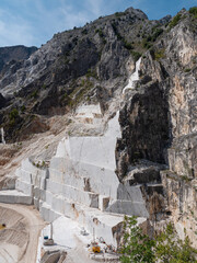 View of the Carrara Marble Quarries with Excavation Vehicles ready for Work