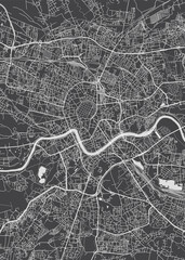 City map Krakow, monochrome detailed plan, vector illustration - obrazy, fototapety, plakaty